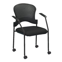 Eurotech FS9070 Breeze Series Black Fabric and Plastic Office Side Chair with Black Frame and Casters