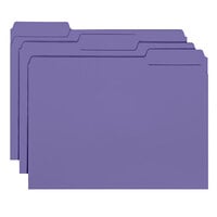Smead 10283 Letter Size File Folder - Interior Height with 1/3 Cut Assorted Tab, Purple - 100/Box