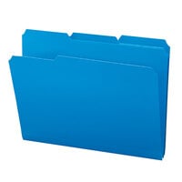 Smead 10503 Waterproof Poly Letter Size File Folder - Standard Height with 1/3 Cut Assorted Tab, Blue - 24/Box