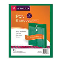 Smead 89543 Letter Size Top Load Poly Envelope - 1 1/4 inch Expansion with String Tie Closure, Green - 5/Pack
