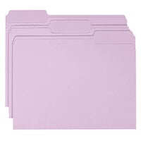 Smead 12443 Letter Size File Folder - Standard Height with 1/3 Cut Assorted Tab, Lavender - 100/Box