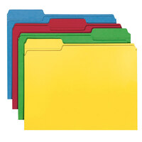 Smead 11641 Letter Size File Folder - Standard Height with Reinforced 1/3 Cut Assorted Tab, Assorted Colors   - 12/Pack