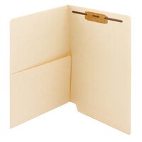 Smead 34100 Letter Size Fastener Folder with 2 Fasteners and Pocket, Straight Cut End Tab, Manila - 50/Box