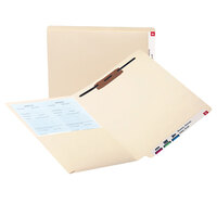 Smead 34100 Letter Size Fastener Folder with 2 Fasteners and Pocket, Straight Cut End Tab, Manila - 50/Box