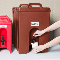 Cambro 1000LCD402 Camtainers® 11.75 Gallon Brick Red Insulated Beverage Dispenser
