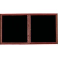 Aarco CDC3672 36 inch x 72 inch Enclosed Indoor Hinged Locking 2 Door Black Felt Message Board with Cherry Frame