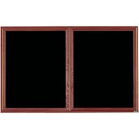 Aarco CDC4872 48 inch x 72 inch Enclosed Indoor Hinged Locking 2 Door Black Felt Message Board with Cherry Frame