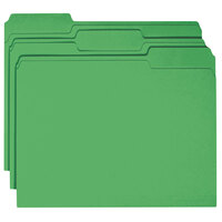 Smead 12143 Letter Size File Folder - Standard Height with 1/3 Cut Assorted Tab, Green - 100/Box