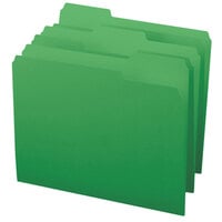 Smead 12143 Letter Size File Folder - Standard Height with 1/3 Cut Assorted Tab, Green - 100/Box