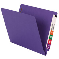 Smead 25550 WaterShed/CutLess Letter Size Fastener Folder with 2 Fasteners - Reinforced Straight Cut End Tab, Purple - 50/Box
