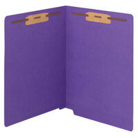 Smead 25550 WaterShed/CutLess Letter Size Fastener Folder with 2 Fasteners - Reinforced Straight Cut End Tab, Purple - 50/Box