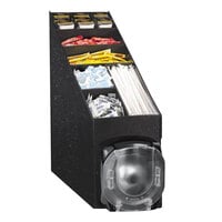 Vollrath K2VLCLDS-A Black 1-Slot Vertical 8 - 44 oz. Countertop Cup Dispenser Cabinet with 1 LidSaver™ 3 Dispenser and Condiment Organizer