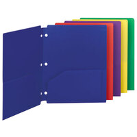 Smead 87939 Letter Size 2-Pocket Poly Pocket Folder - 3-Hole Punched, Assorted Color - 10/Pack