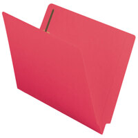 Smead 25740 Shelf-Master Letter Size Fastener Folder with 2 Fasteners - Straight Cut End Tab, Red - 50/Box
