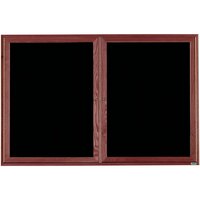 Aarco CDC3660 36 inch x 60 inch Enclosed Indoor Hinged Locking 2 Door Black Felt Message Board with Cherry Frame