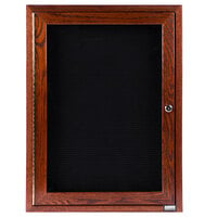 Aarco CDC2418 24 inch x 18 inch Enclosed Indoor Hinged Locking 1 Door Black Felt Message Board with Cherry Frame