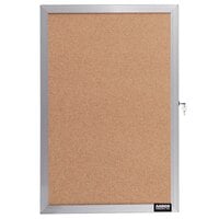 Aarco Enclosed Hinged Locking 1 Door Bulletin Board with Aluminum Frame