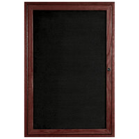 Aarco CDC3624 36 inch x 24 inch Enclosed Indoor Hinged Locking 1 Door Black Felt Message Board with Cherry Frame