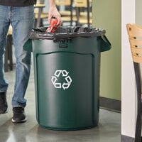 Rubbermaid 1788472 BRUTE 32 Gallon Dark Green Round Recycling Can