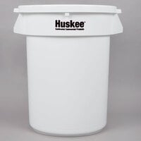 Continental Huskee 32 Gallon White Round Trash Can with White Lid