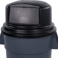 Carlisle 34105703 Bronco 44 - 55 Gallon Black Round Dome Top Trash Can Lid with Hinged Door