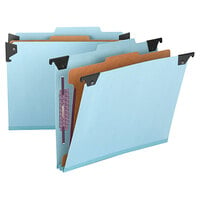 Smead 65105 FasTab SafeSHEILD Letter Size Hanging Classification Folder - 4-Section with 2/5 Cut Right of Center Tab, Blue