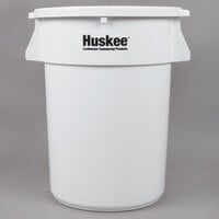 Continental Huskee 44 Gallon White Round Trash Can with White Lid