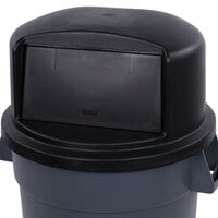 Carlisle 34103403 Bronco 32 Gallon Black Round Dome Top Trash Can Lid with Hinged Door
