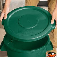 Carlisle 34101109 Bronco 10 Gallon Green Flat Round Trash Can Lid
