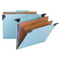 Smead 65115 FasTab SafeSHEILD Letter Size Hanging Classification Folder - 6-Section with 2/5 Cut Right of Center Tab, Blue
