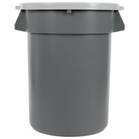 Continental 32 Gallon Gray / Black Round Trash Can with Gray Lid