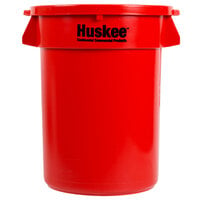 Continental Huskee 32 Gallon Red Round Trash Can with Red Lid