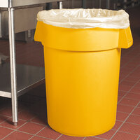 Carlisle 34104404 Bronco 44 Gallon Yellow Round Trash Can