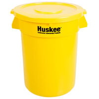 Continental Huskee 32 Gallon Yellow Round Trash Can with Yellow Lid