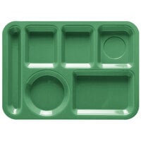 GET TL-152 10 inch x 14 inch Rainforest Green ABS Plastic Left Hand 6 Compartment Tray - 12/Pack