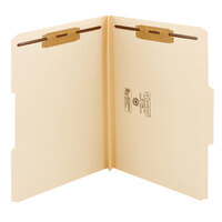 Smead 14595 Heavy Weight Letter Size Fastener Folder with 2 Fasteners - Reinforced 1/3 Cut Assorted Tab, Manila - 50/Box
