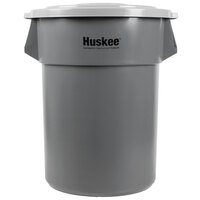 Continental Huskee 55 Gallon Gray Round Trash Can with Gray Lid