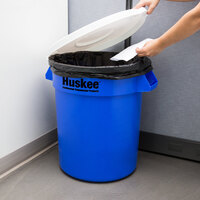 Continental Huskee 20 Gallon Blue Round Recycling / Trash Can with White Lid