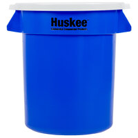 Continental Huskee 20 Gallon Blue Round Recycling / Trash Can with White Lid