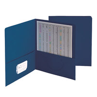 Smead 87854 Letter Size Heavy Weight Textured 2-Pocket Paper Pocket Folder, Dark Blue - 25/Box