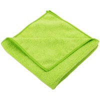 Unger ME400 SmartColor MicroWipe 16 inch x 16 inch Green UltraLite Microfiber Cleaning Cloth   - 10/Pack
