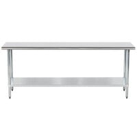 Advance Tabco GLG-307 30 inch x 84 inch 14 Gauge Stainless Steel Work Table with Galvanized Undershelf