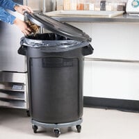 Rubbermaid BRUTE 32 Gallon Black Executive Round Trash Can with Lid and Dolly