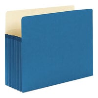 Smead 73235 Letter Size File Pocket - 5 1/4 inch Expansion with Straight Cut Tab, Blue