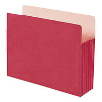 Smead 73241 Letter Size File Pocket - 5 1/4 inch Expansion with Straight Cut Tab, Red