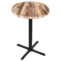 Holland Bar Stool OD211-3030BWOD36RRustic 36 inch Round Rustic Wood Laminate Outdoor / Indoor Standard Height Table with Cross Base