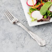 World Tableware 244 038 Kings 8 1/8 inch 18/0 Stainless Steel Heavy Weight Salad Fork - 36/Case
