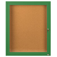 Aarco DCC2418RG 24 inch x 18 inch Enclosed Hinged Locking 1 Door Powder Coated Green Finish Indoor Bulletin Board Cabinet