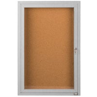 Aarco DCC2412R 24 inch x 12 inch Enclosed Hinged Locking 1 Door Satin Anodized Finish Indoor Bulletin Board Cabinet