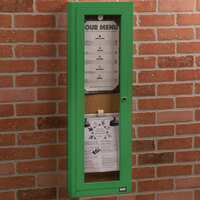 Aarco DCC3612RG 36 inch x 12 inch Enclosed Hinged Locking 1 Door Powder Coated Green Finish Indoor Bulletin Board Cabinet